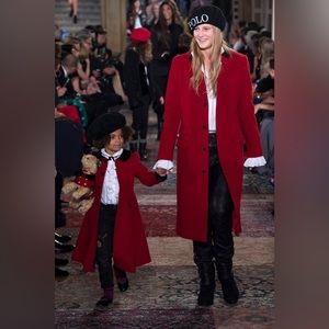 Lauren Ralph Lauren Single Breasted Red Wool Pea Coat BNWOT size 2